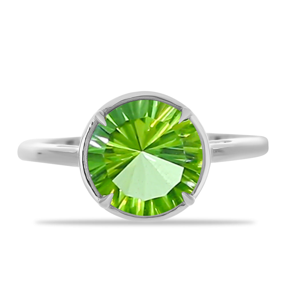 Stříbrný Prsten s Kapradinově Zeleným Křemenem 1 
