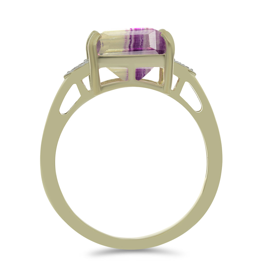 Pozlacený Stříbrný Prsten s Růžovým Fluoritem a Bílým Topazem 2 