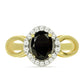 Pozlacený Stříbrný Prsten s Černým Onyxem a Bílým Topazem