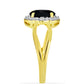 Pozlacený Stříbrný Prsten s Černým Onyxem a Bílým Topazem