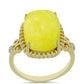Pozlacené stříbro 925/1000 Prsten se Žlutým Serpentinem a Bílým Topazem - Karátové číslo: 10.17. přibližná hmotnost: 6.17 gramů