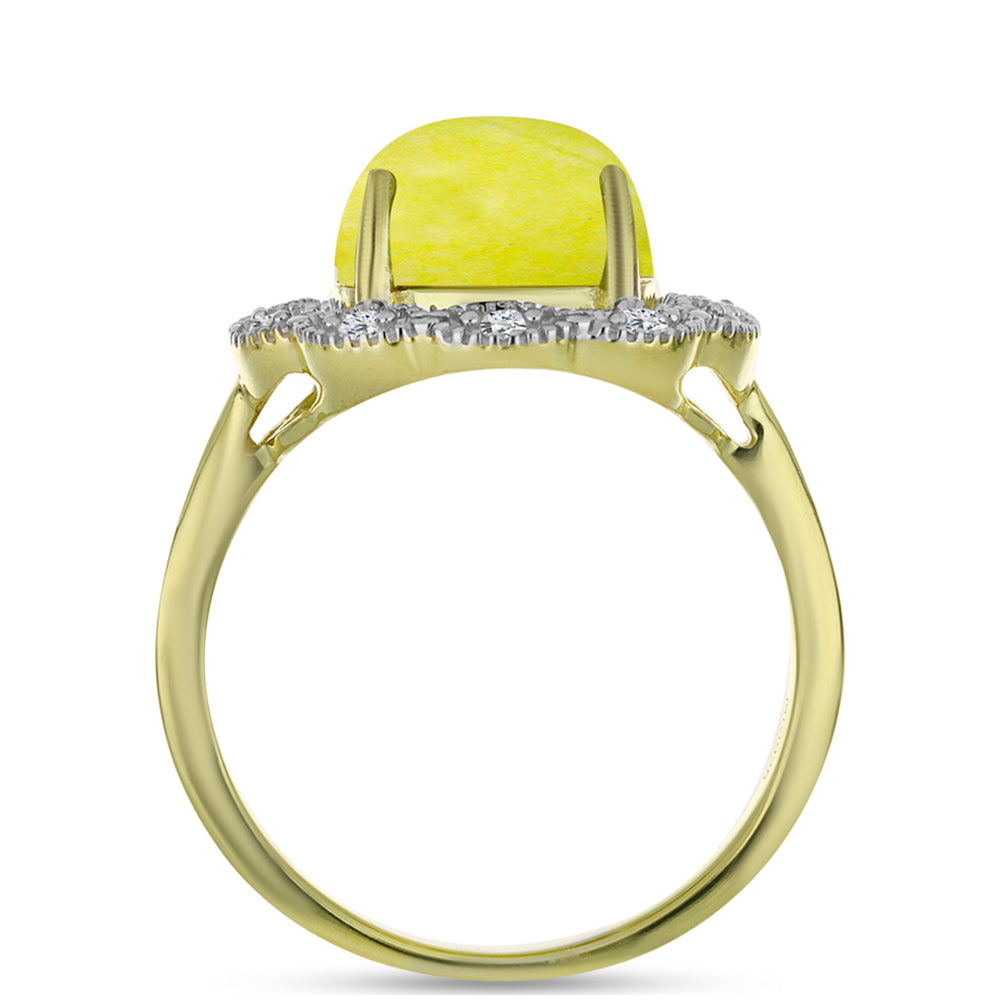 Pozlacený Stříbrný Prsten se Žlutým Serpentinem a Bílým Topazem 2 