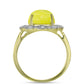 Pozlacený Stříbrný Prsten se Žlutým Serpentinem a Bílým Topazem