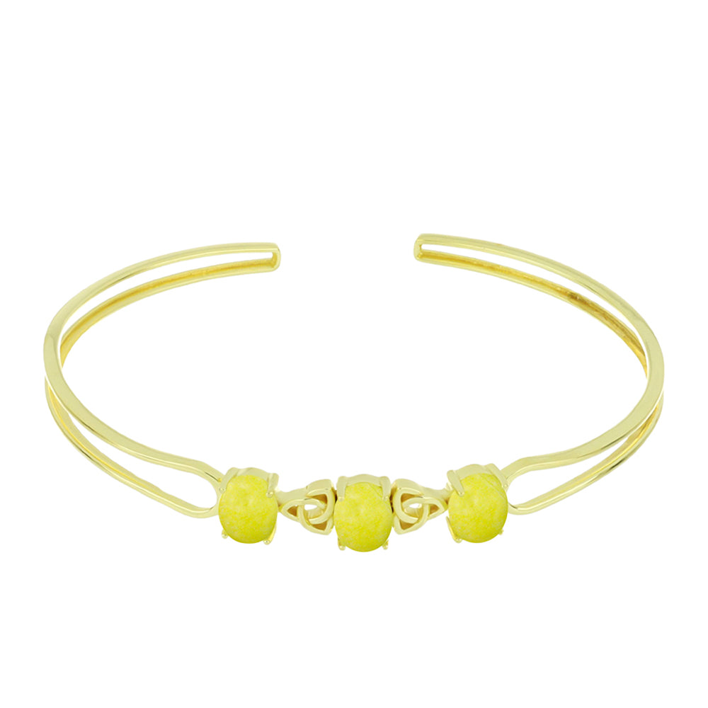 Pozlacené Stříbro 925/1000 - Náramek se Žlutým Serpentinem - Karátové číslo: 4.09. přibližná hmotnost: 8.19 gramů