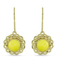 Pozlacené Stříbro 925/1000 - Náušnice se Žlutým Serpentinem - Karátové číslo: 4.74. přibližná hmotnost: 4.42 gramů