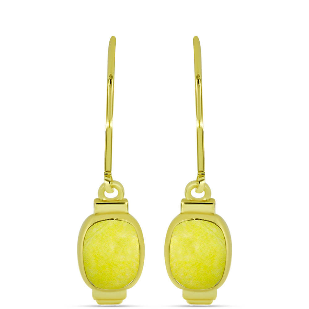 Pozlacené Stříbrné Náušnice se Žlutým Serpentinem 1 