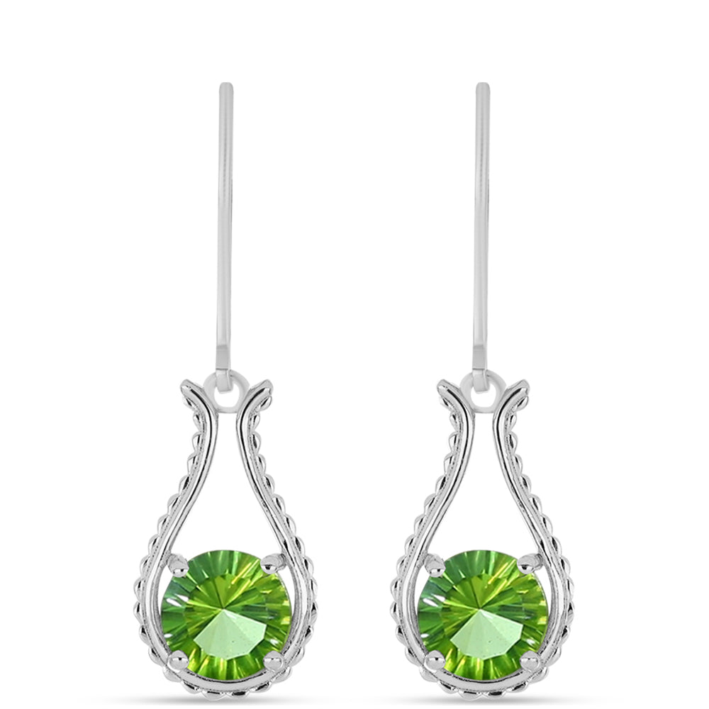 Stříbro 925/1000 - Náušnice s Kapradinově Zeleným Křemenem - Karátové číslo: 3.52. přibližná hmotnost: 3.54 gramů
