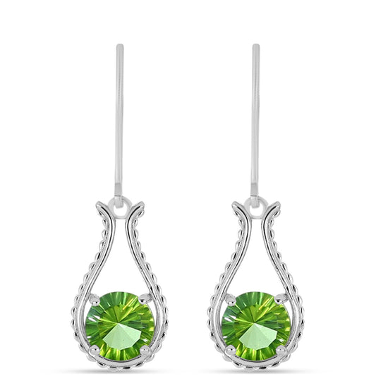 Stříbro 925/1000 - Náušnice s Kapradinově Zeleným Křemenem - Karátové číslo: 3.52. přibližná hmotnost: 3.54 gramů