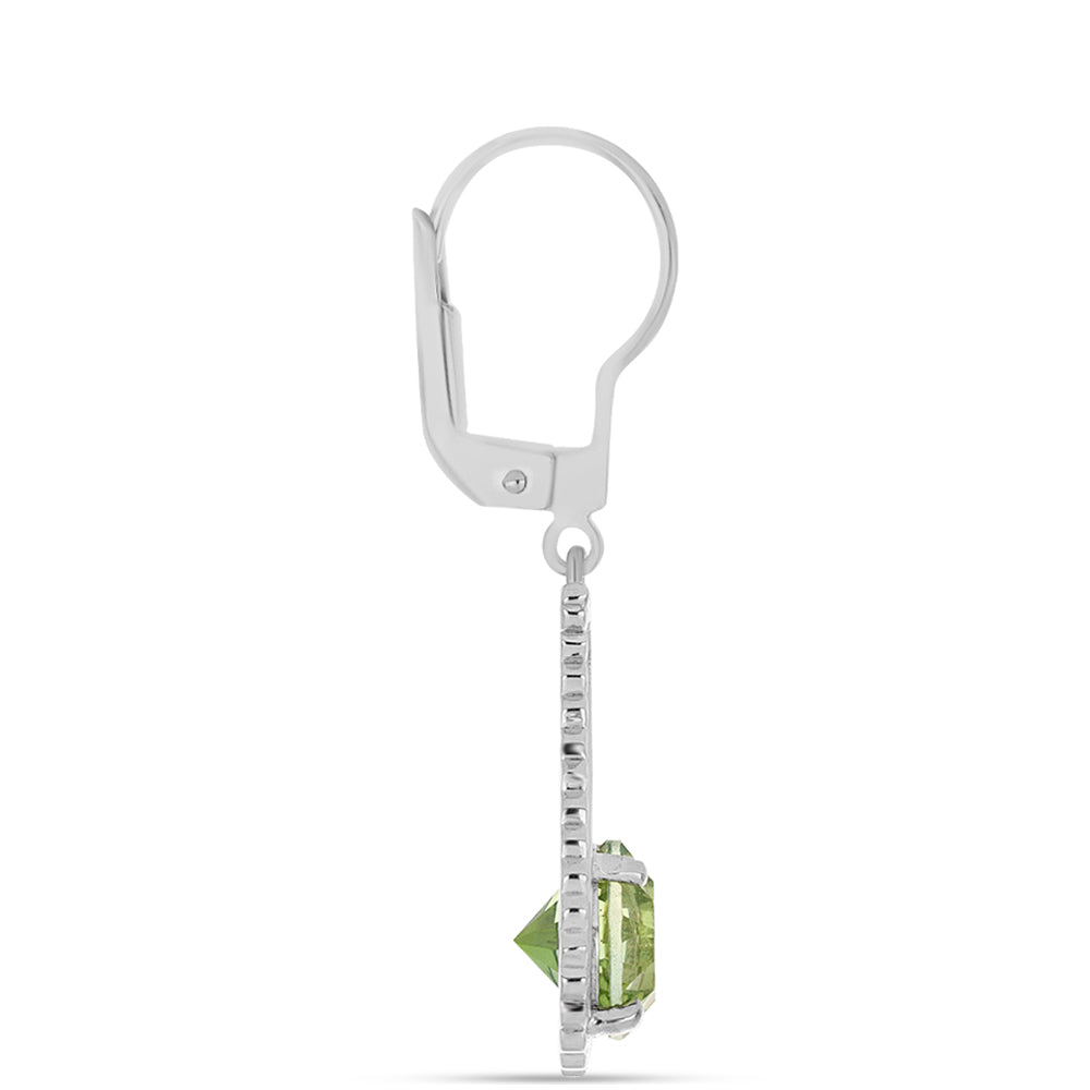 Stříbro 925/1000 - Náušnice s Kapradinově Zeleným Křemenem - Karátové číslo: 3.52. přibližná hmotnost: 3.54 gramů