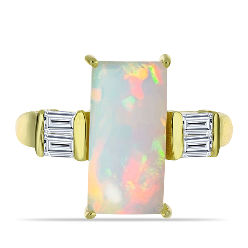 Pozlacený Stříbrný Prsten s Welo opálem a Bílým Zirkonem 1 