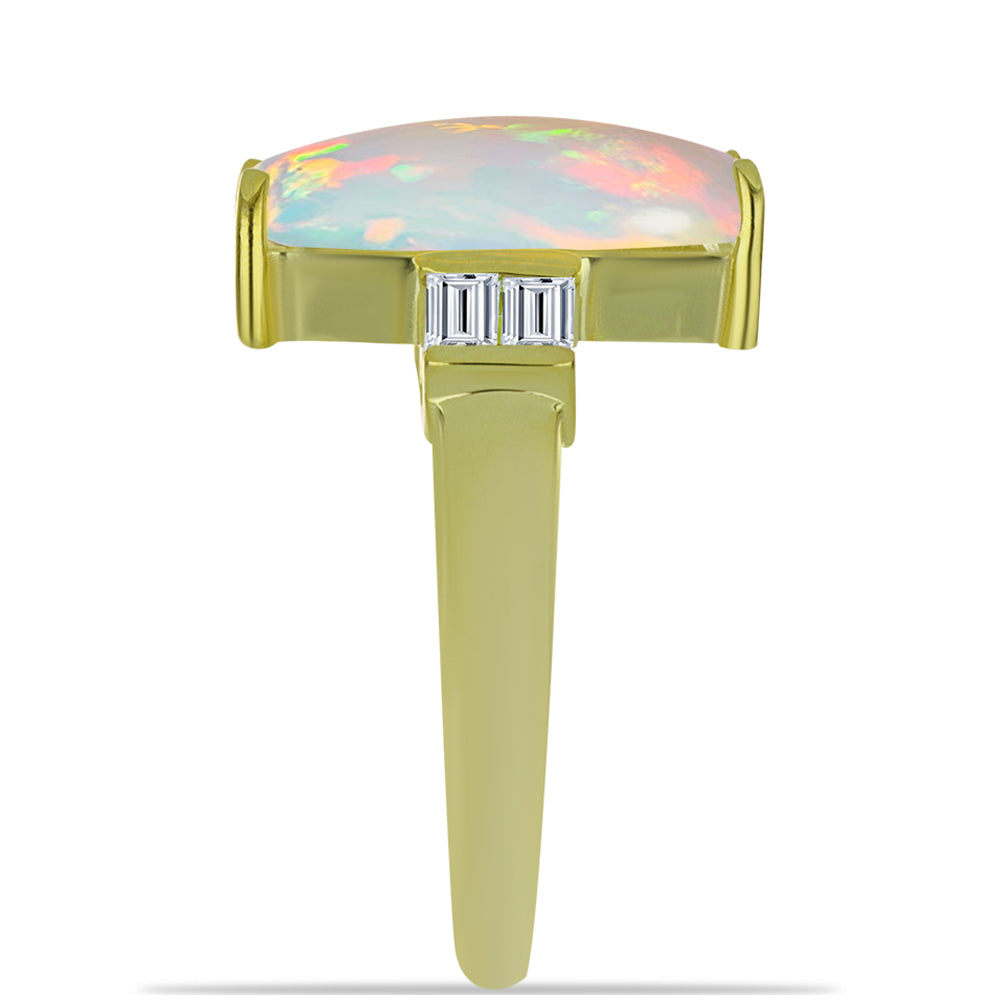 Pozlacený Stříbrný Prsten s Welo opálem a Bílým Zirkonem 4 