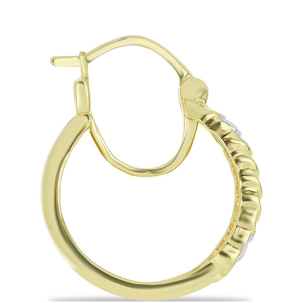 Pozlacené Stříbro 925/1000 - Náušnice s Champagne Diamantem a Bílým Diamantem - Karátové číslo: 0.1. přibližná hmotnost: 6.81 gramů 2 