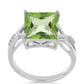 Stříbrný Prsten s Kapradinově Zeleným Křemenem a Bílým Topazem