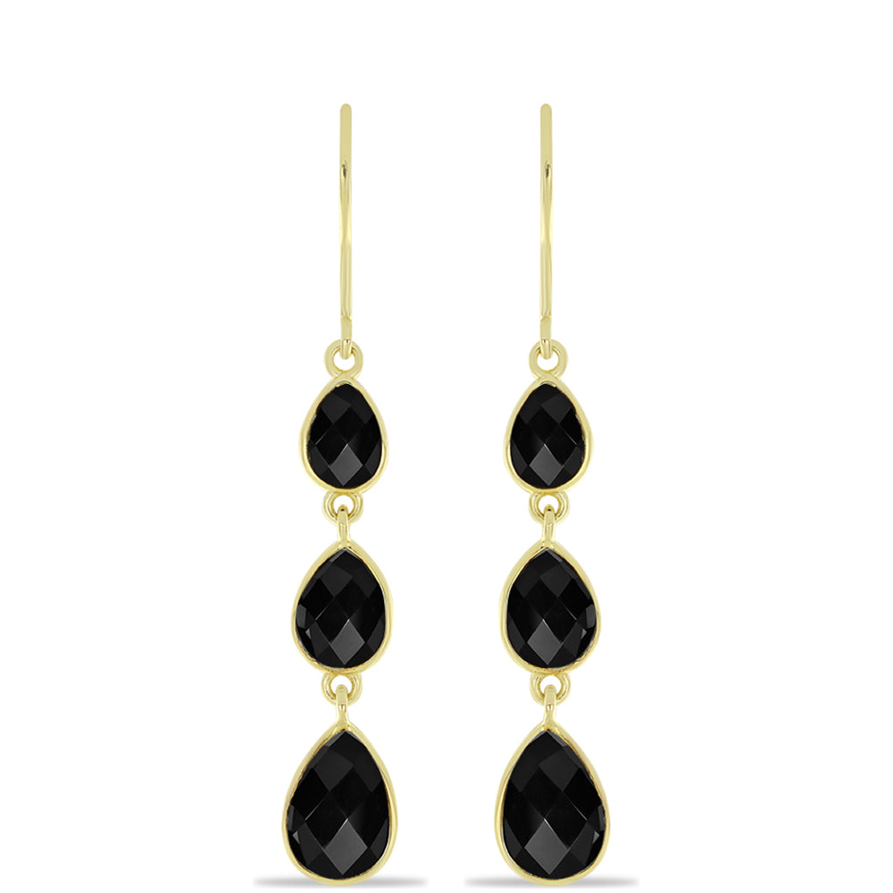 Pozlacené Stříbrné Náušnice s Černým Onyxem 1 