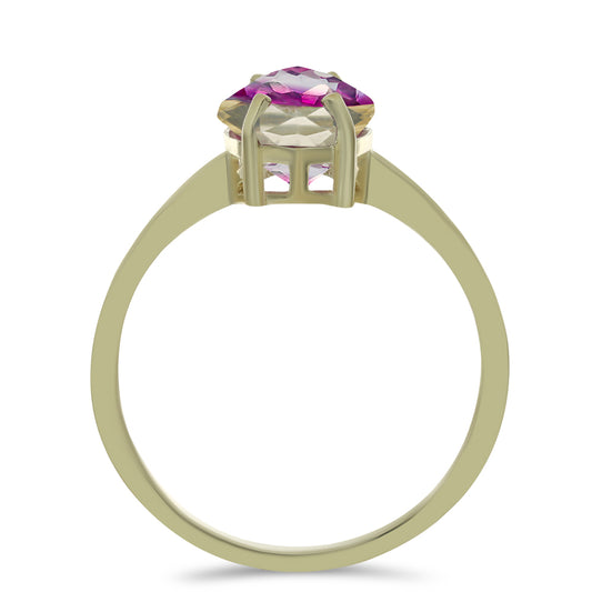 Pozlacený Stříbrný Prsten s Růžovým Fluoritem