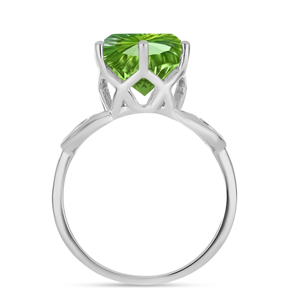 Stříbro 925/1000 Prsten s Kapradinově Zeleným Křemenem - Karátové číslo: 3.44. přibližná hmotnost: 3.25 gramů 2 