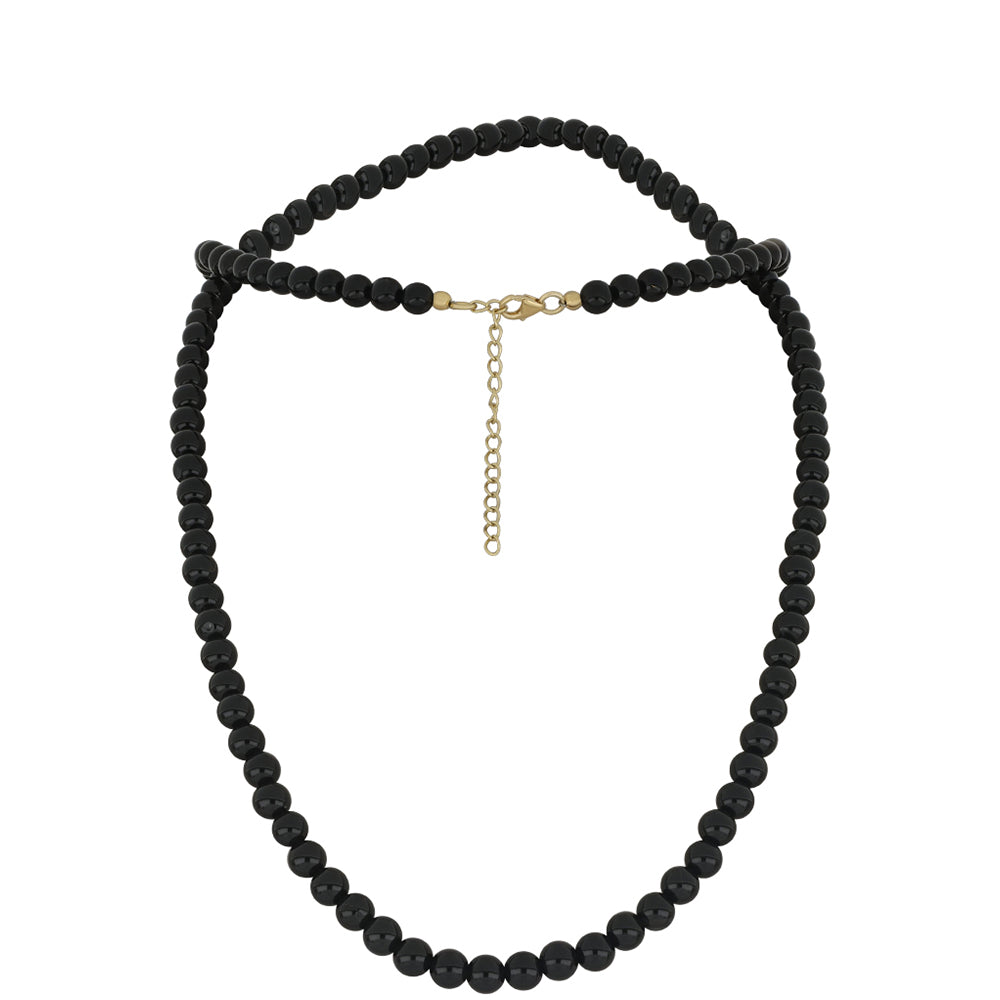 Pozlacené Stříbro 925/1000 - Náhrdelník s Černým Onyxem - Karátové číslo: 116.23. přibližná hmotnost: 24.27 gramů