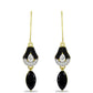 Pozlacené Stříbrné Náušnice s Černým Onyxem a Bílým Topazem
