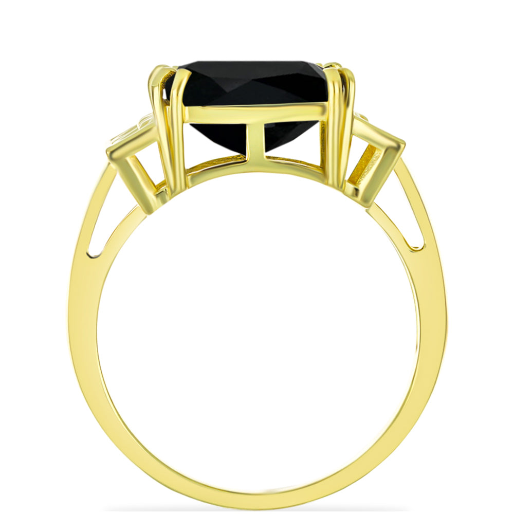 Pozlacený Stříbrný Prsten s Černým Onyxem