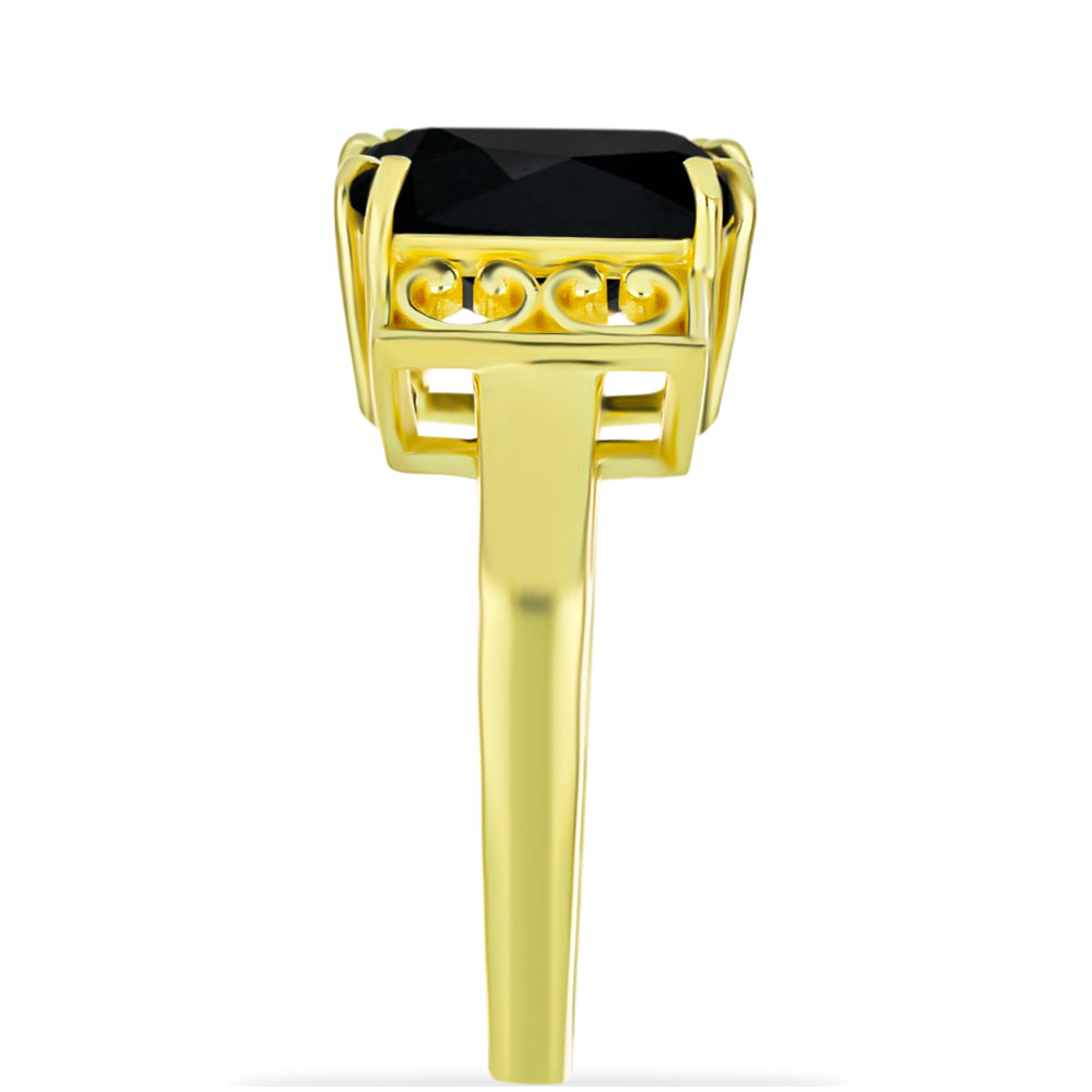Pozlacený Stříbrný Prsten s Černým Onyxem