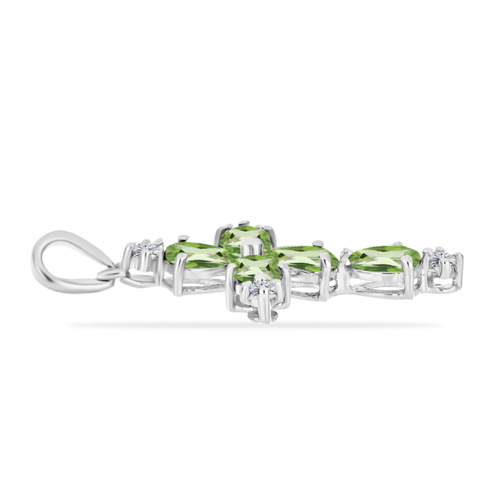 Stříbro 925/1000 - Přívěsek s Kapradinově Zeleným Křemenem a Bílým Topazem - Karátové číslo: 1.76. přibližná hmotnost: 1.98 gramů 2 