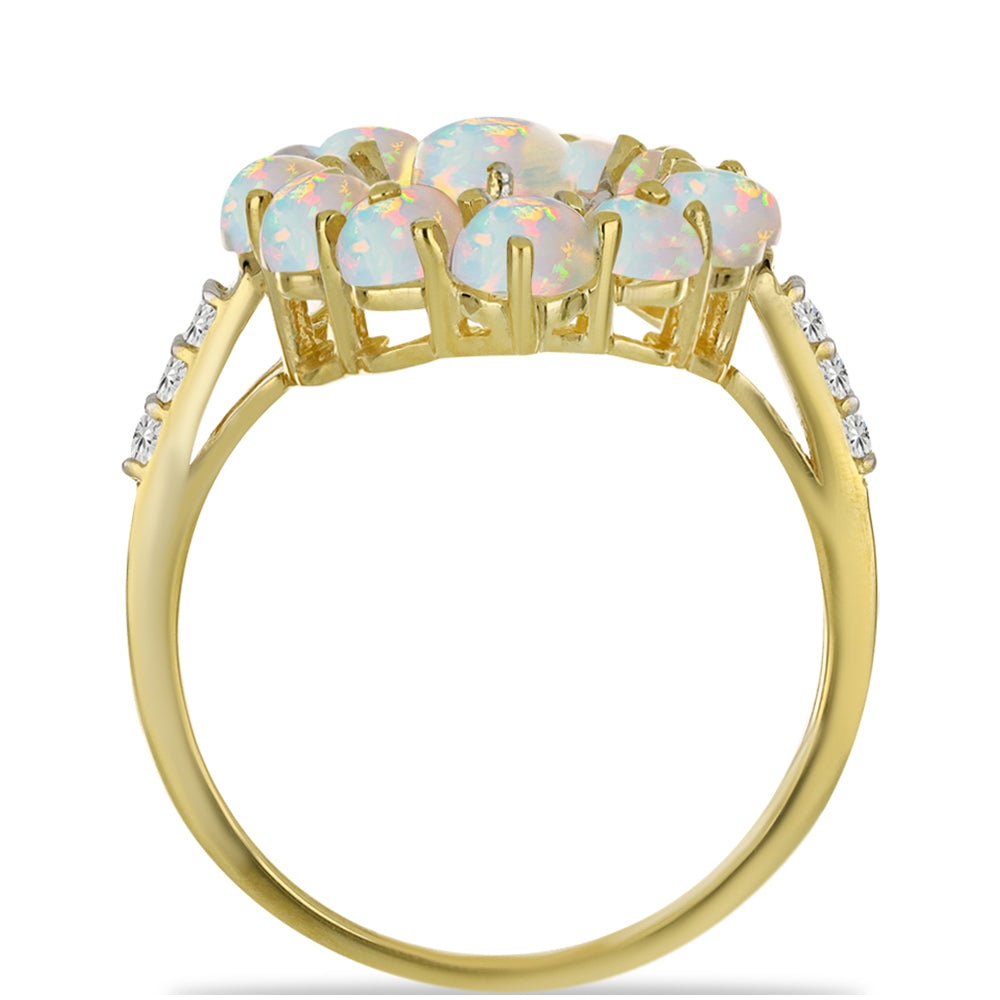 Pozlacený Stříbrný Prsten s Welo opálem a Bílým Topazem