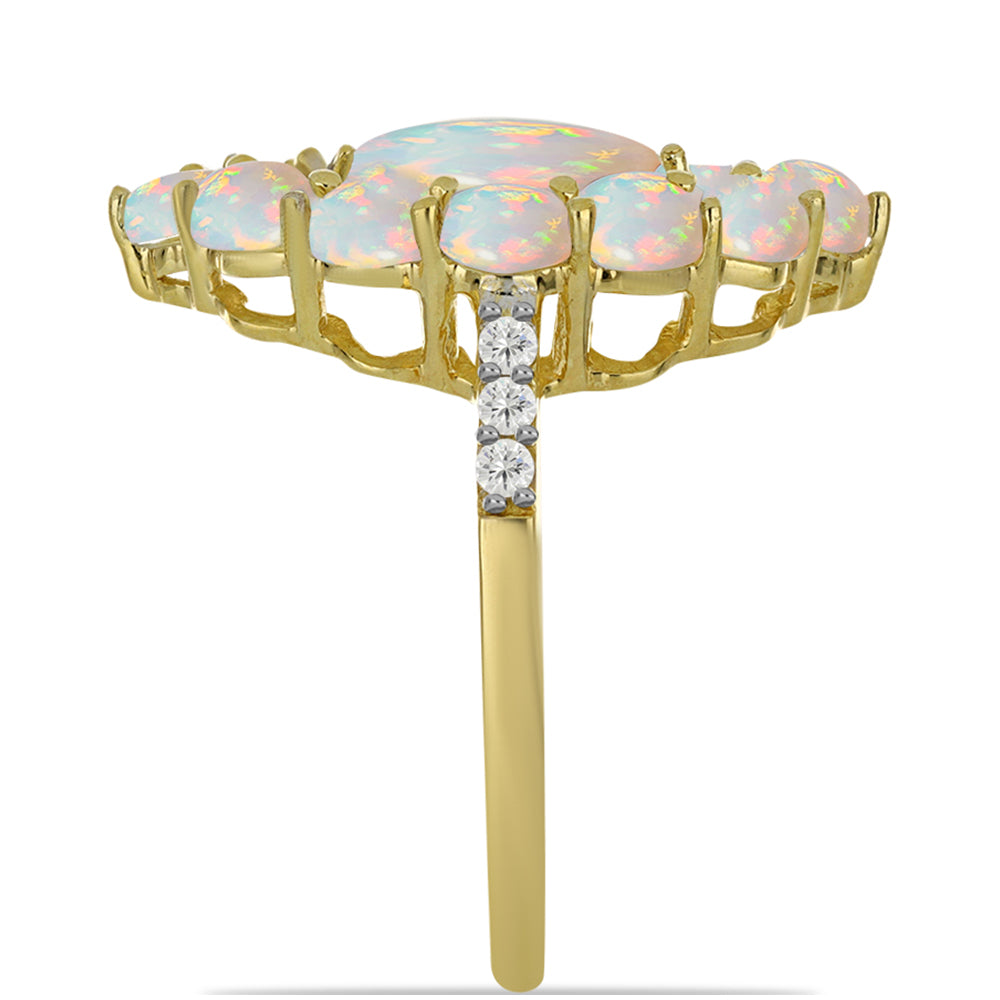 Pozlacený Stříbrný Prsten s Welo opálem a Bílým Topazem 4 