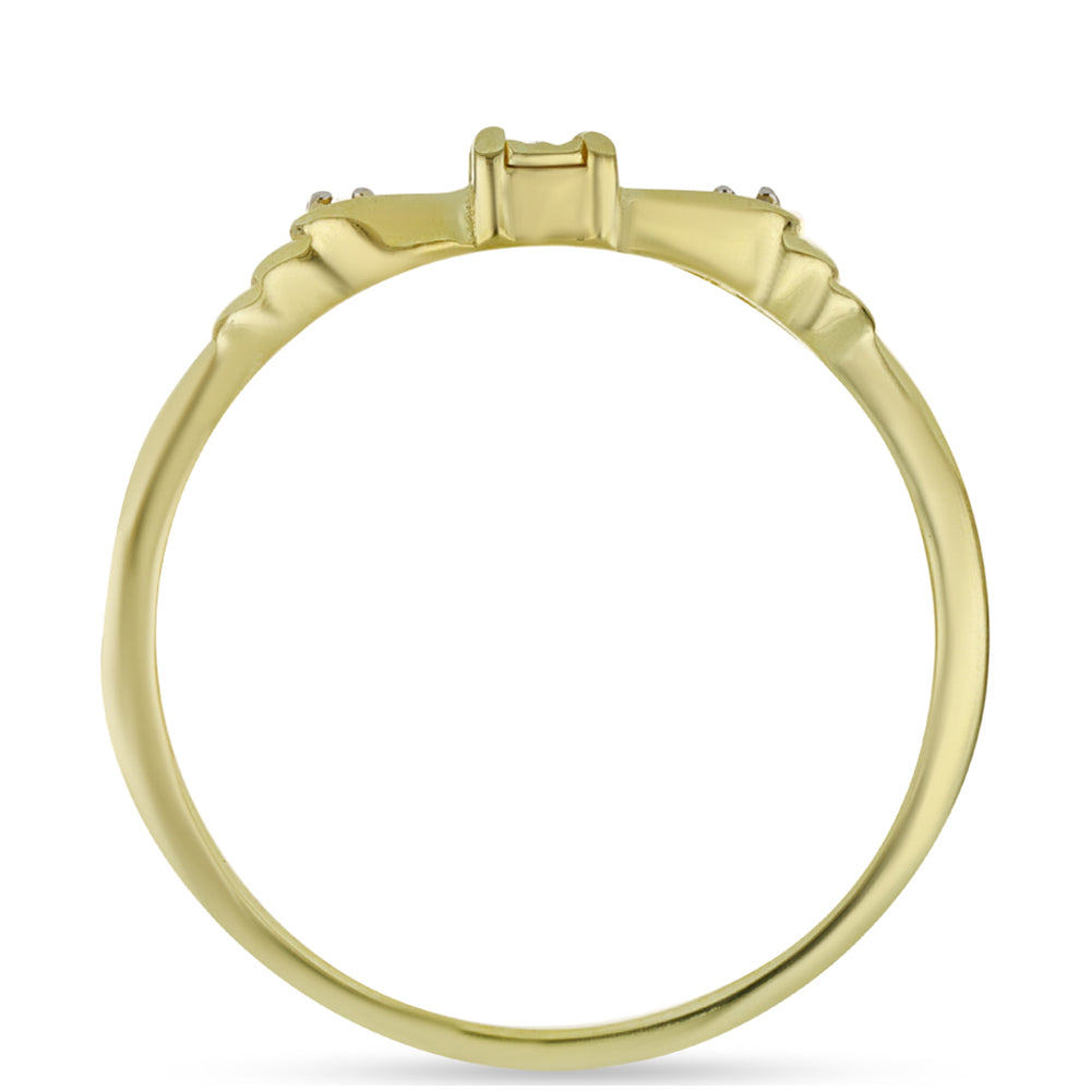 Pozlacené Stříbro 925/1000 - Prsten s Champagne Diamantem a Bílým Diamantem - Karátové číslo: 0.02. přibližná hmotnost: 1.96 gramů