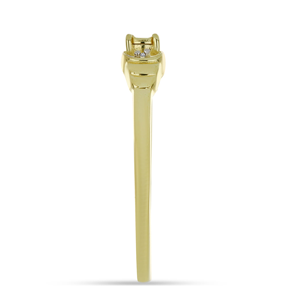 Pozlacené Stříbro 925/1000 - Prsten s Champagne Diamantem a Bílým Diamantem - Karátové číslo: 0.02. přibližná hmotnost: 1.96 gramů 4 