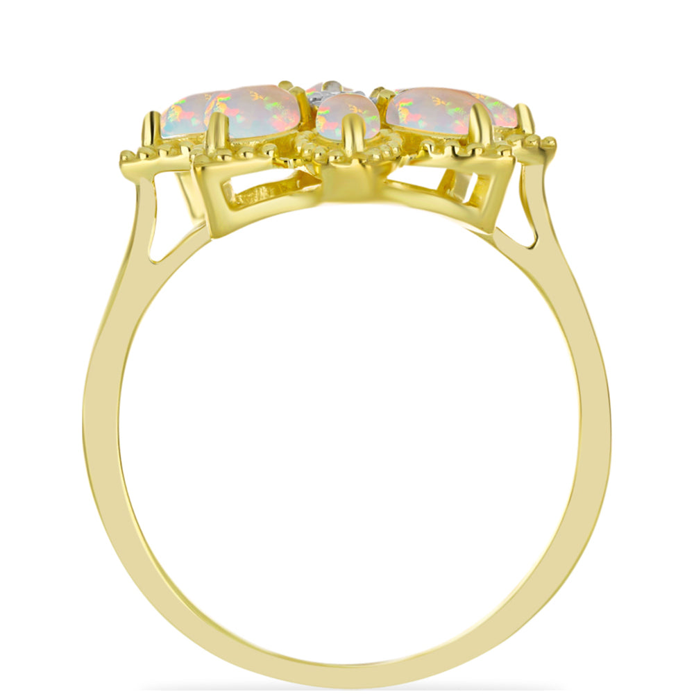 Pozlacený Stříbrný Prsten s Welo opálem a Bílým Topazem