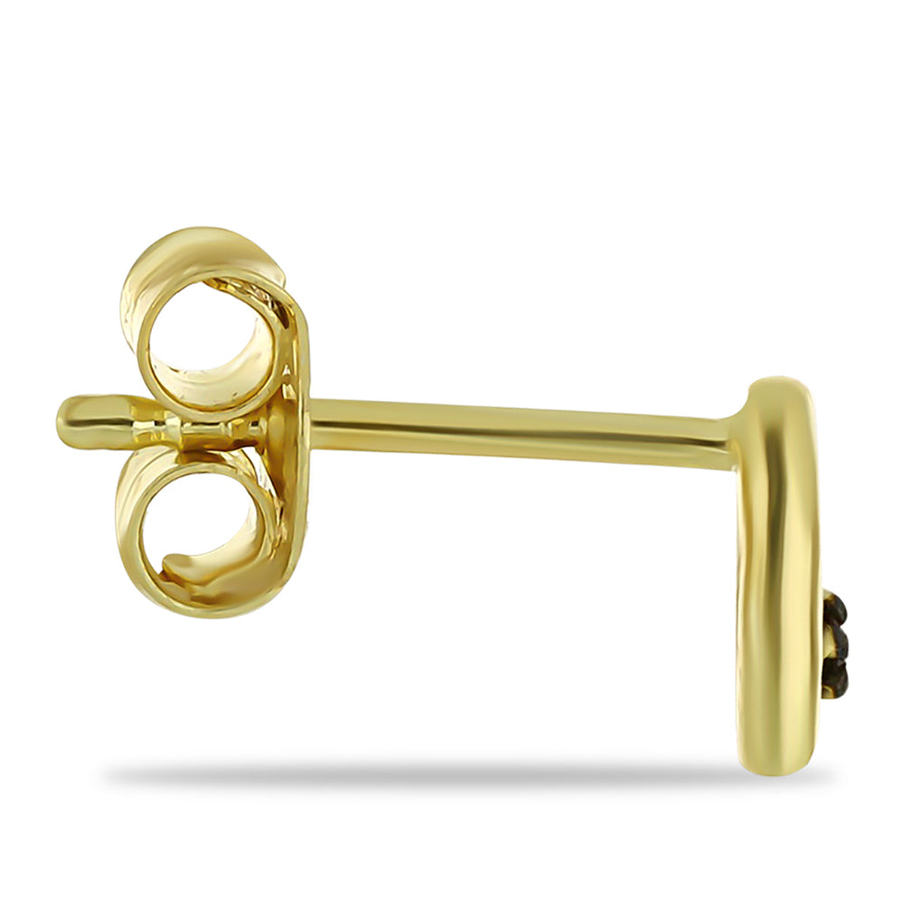 Pozlacené Stříbro 925/1000 - Sada s Champagne Diamantem a Bílým Diamantem - Karátové číslo: 0.09. přibližná hmotnost: 3.15 gramů ( Náušnice ) 5 