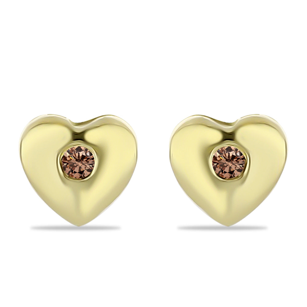 Pozlacené Stříbrné Náušnice s Champagne Diamantem 1 