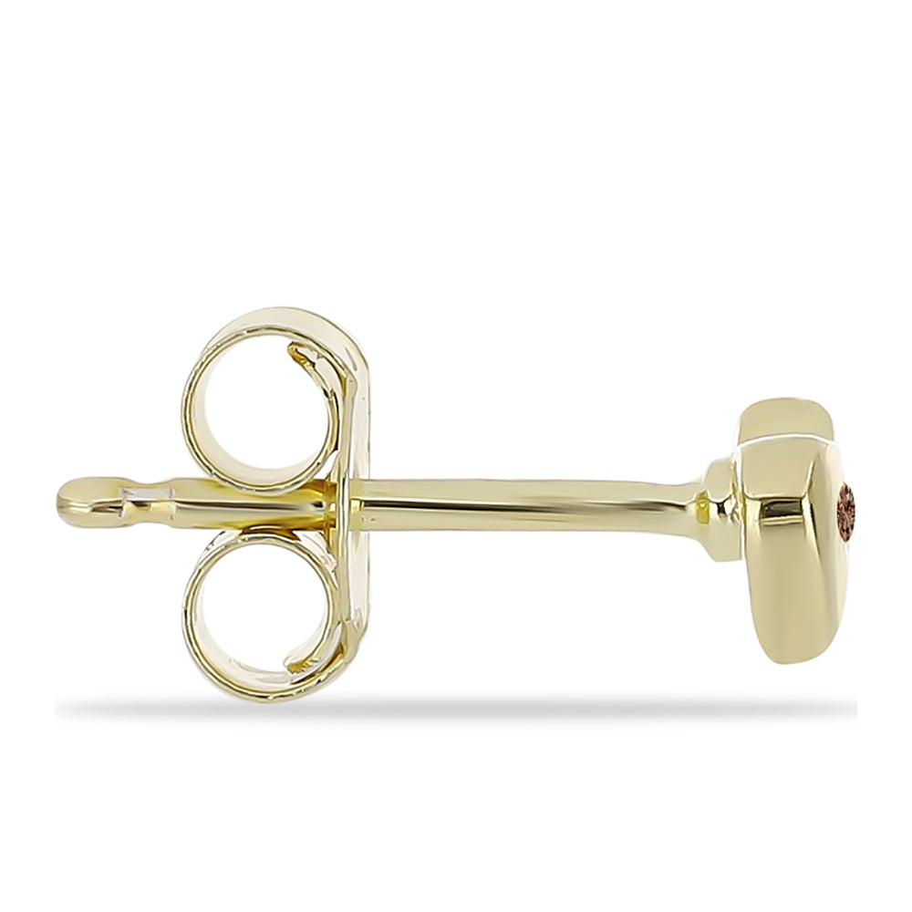 Pozlacené Stříbrné Náušnice s Champagne Diamantem 2 