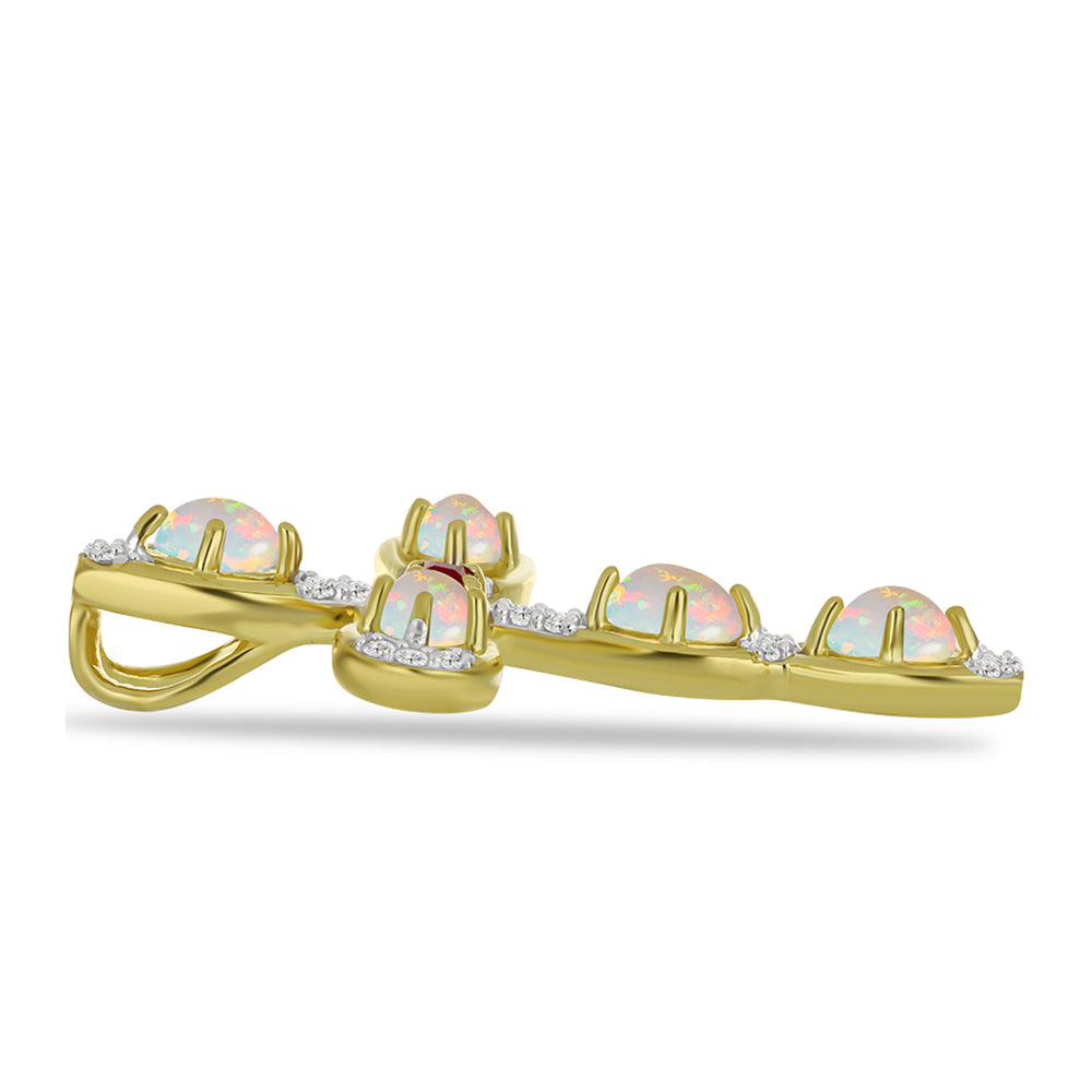 Kříž Pozlacený Stříbrný Přívěsek s Welo opálem a Madagaskarským Rubínem 2 