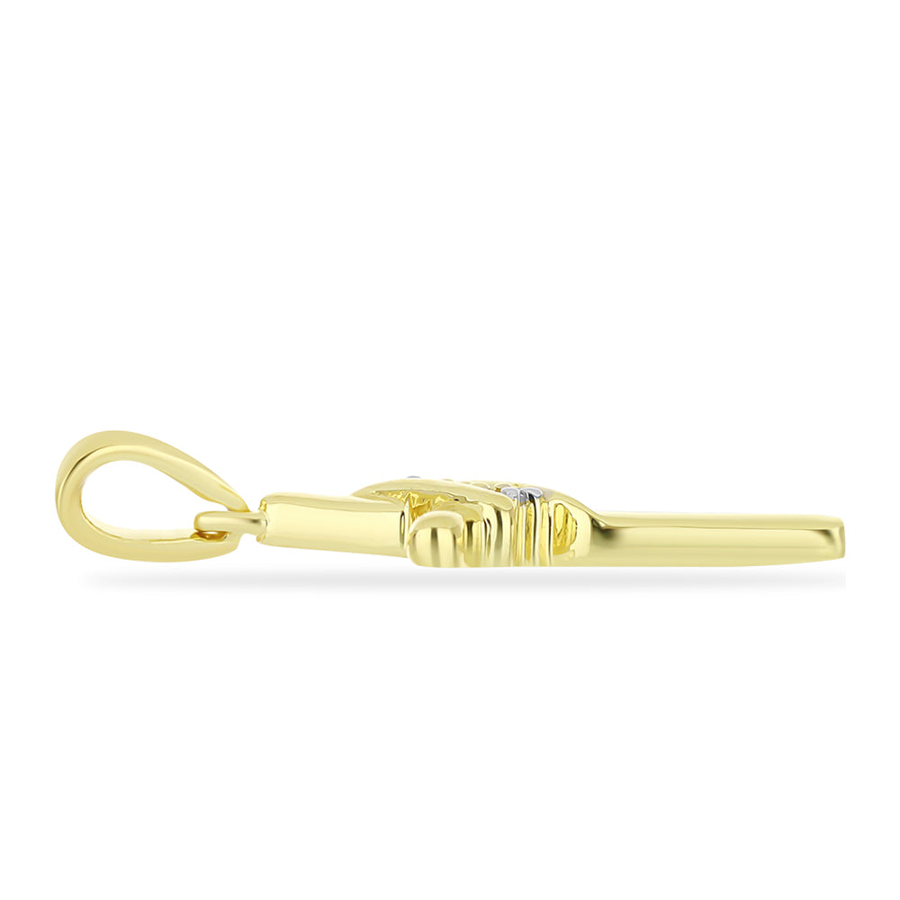 Pozlacené Stříbro 925/1000 - Přívěsek s Champagne Diamantem a Bílým Diamantem - Karátové číslo: 0.04. přibližná hmotnost: 1.36 gramů 2 