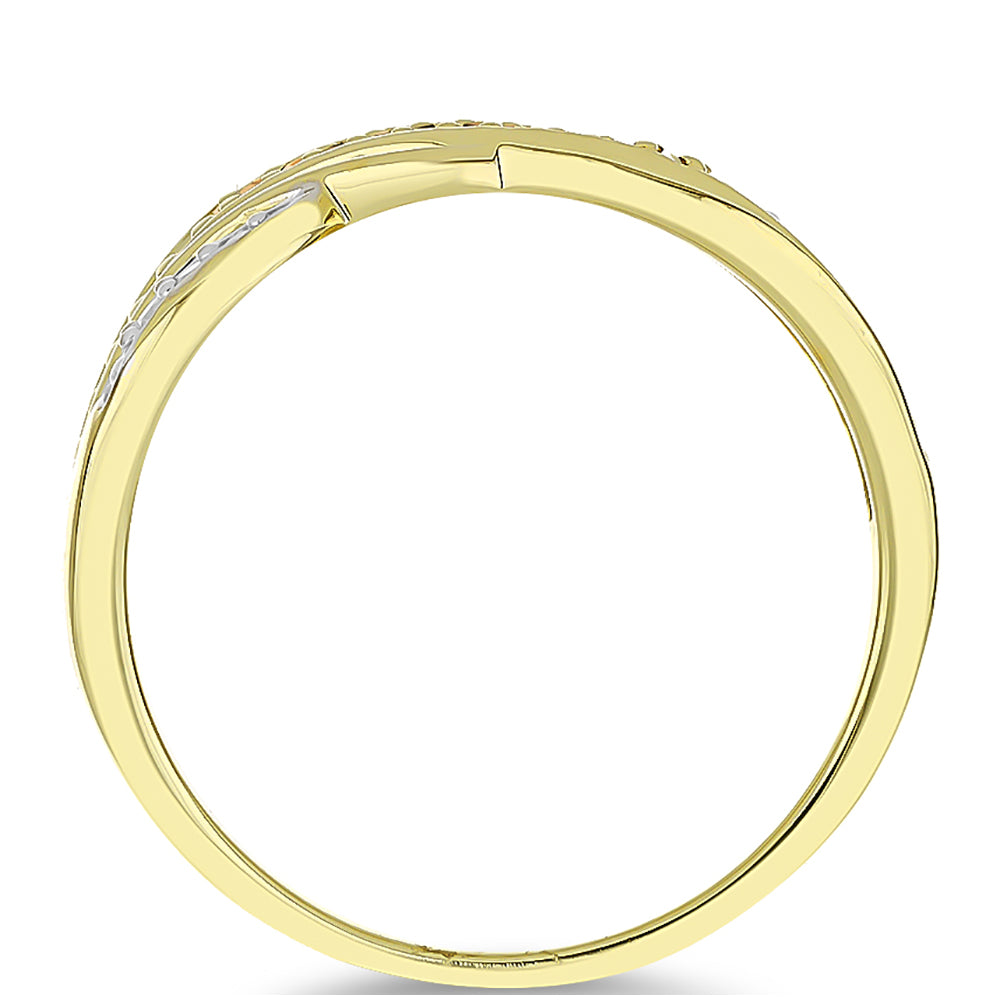 Pozlacený Stříbrný Prsten s Champagne Diamantem a Bílým Diamantem