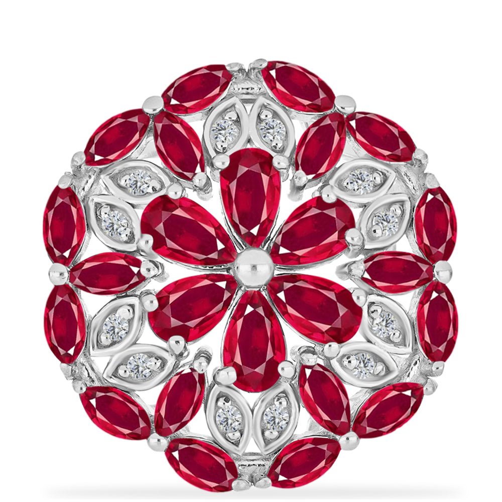 Stříbrný Prsten s Madagaskarským Rubínem a Bílým Diamantem 1 