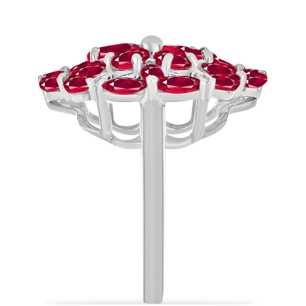 Stříbrný Prsten s Madagaskarským Rubínem a Bílým Diamantem 4 