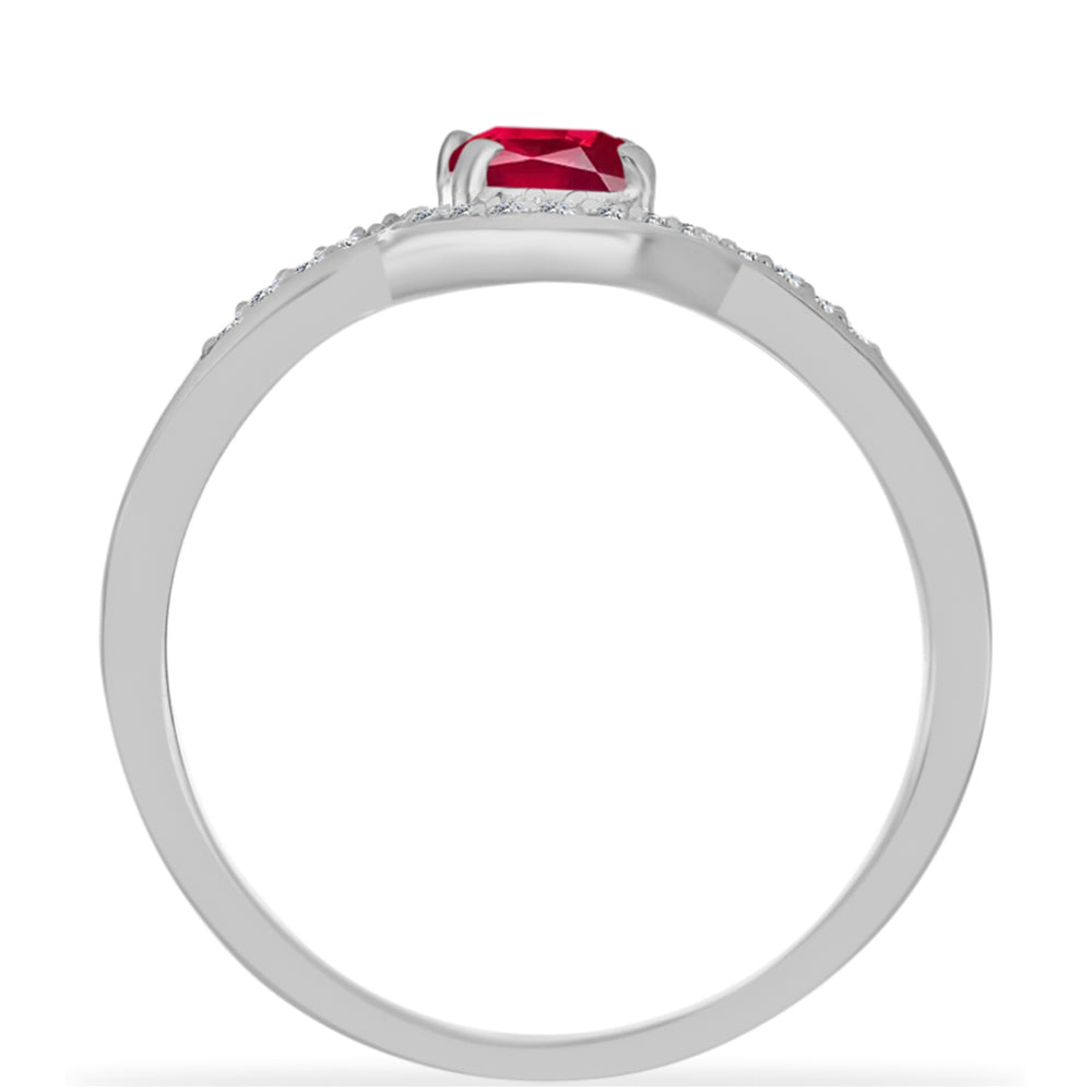 Stříbrný Prsten s Madagaskarským Rubínem a Bílým Diamantem 2 