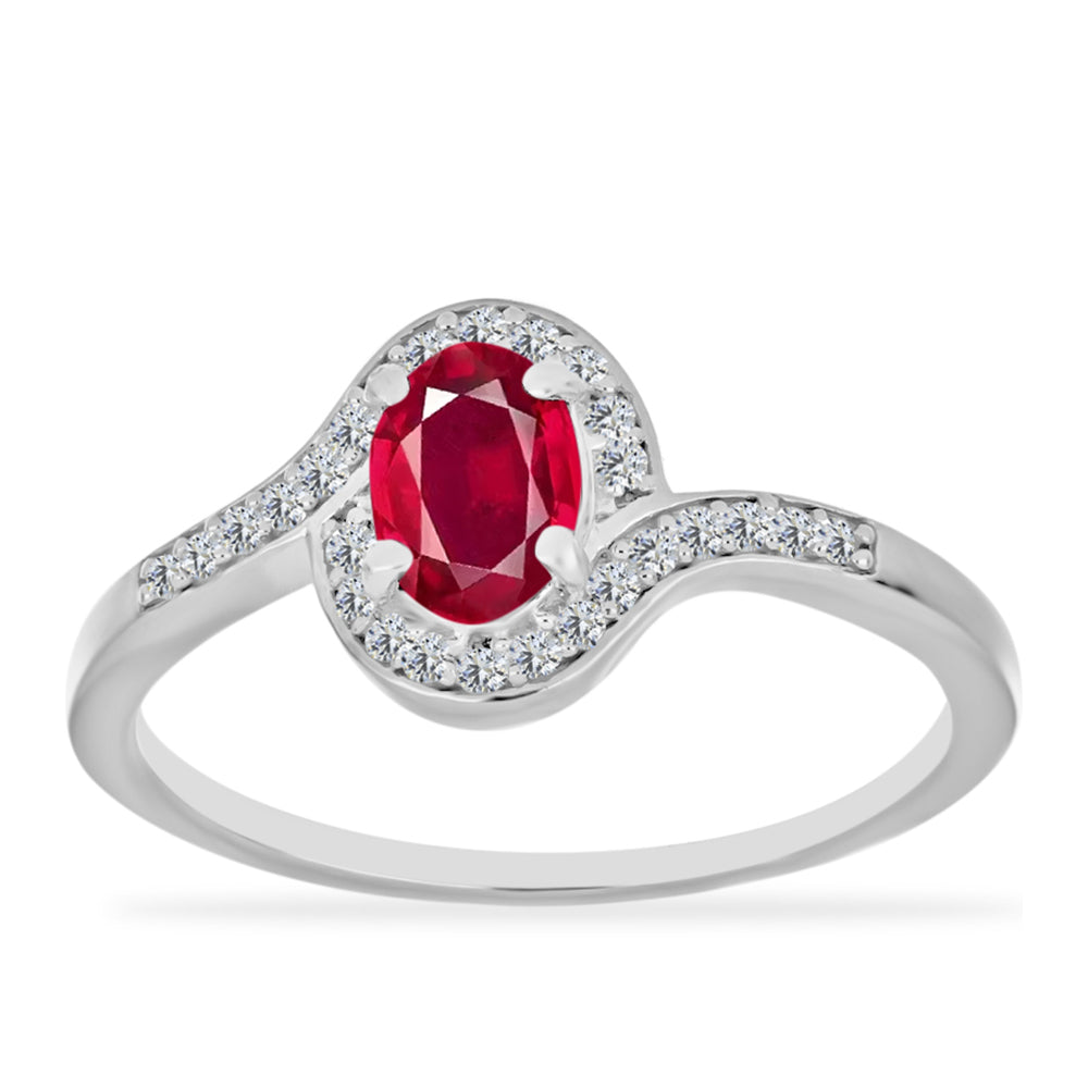 Stříbrný Prsten s Madagaskarským Rubínem a Bílým Diamantem 3 