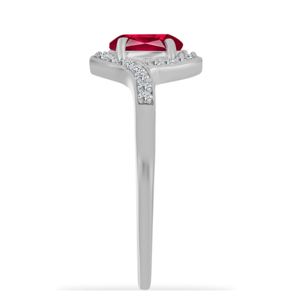 Stříbrný Prsten s Madagaskarským Rubínem a Bílým Diamantem 4 