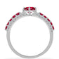 Stříbro 925/1000 Prsten s Madagaskarským Rubínem a Bílým Diamantem - Karátové číslo: 1.5. přibližná hmotnost: 2.91 gramů