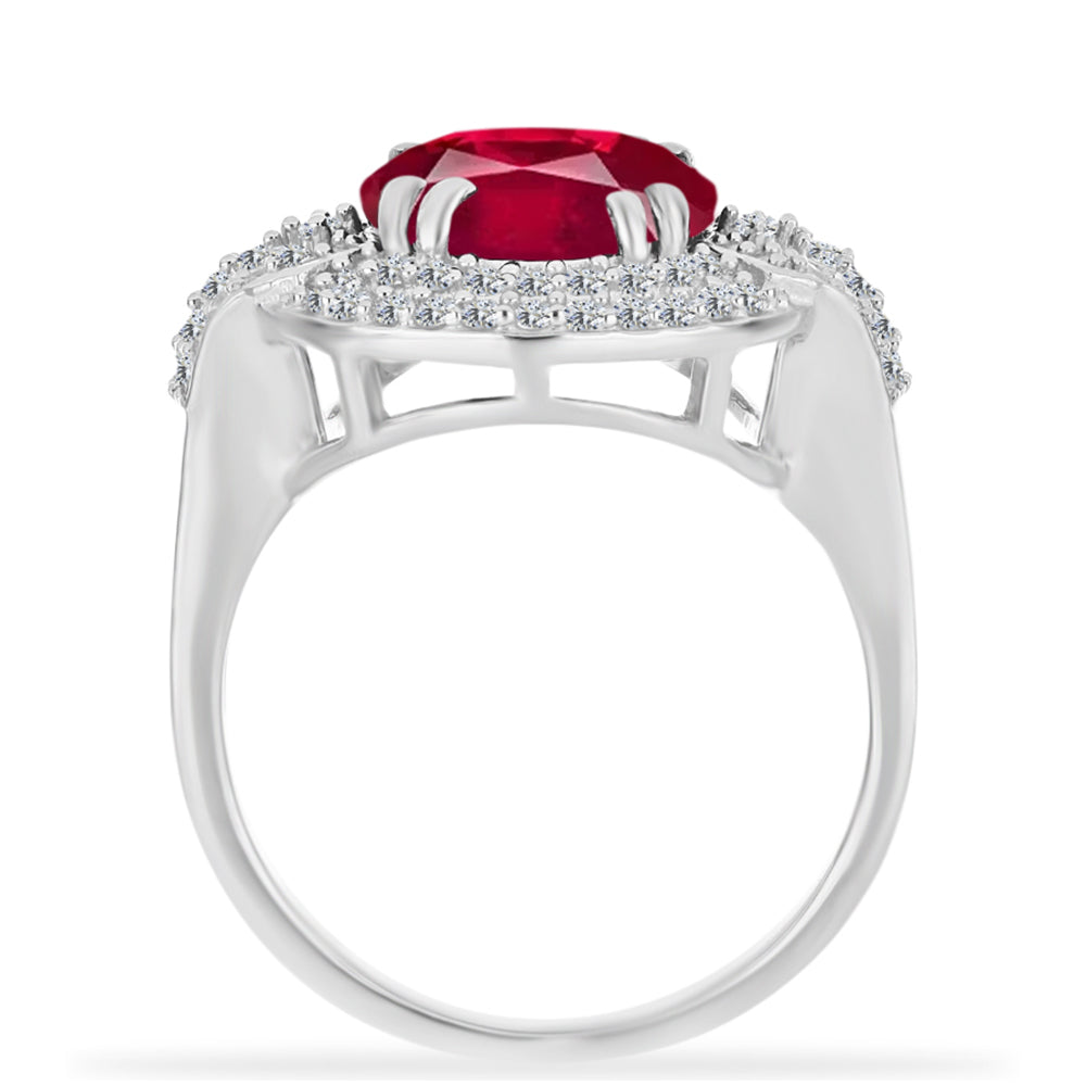 Stříbro 925/1000 - Prsten s Madagaskarským Rubínem a Bílým Diamantem - Karátové číslo: 6.91. přibližná hmotnost: 5.79 gramů 2 