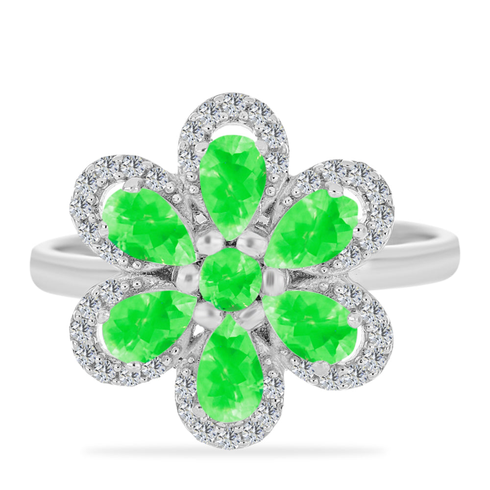 Stříbrný Prsten s Hyalit Opálem a Bílým Topazem 1 