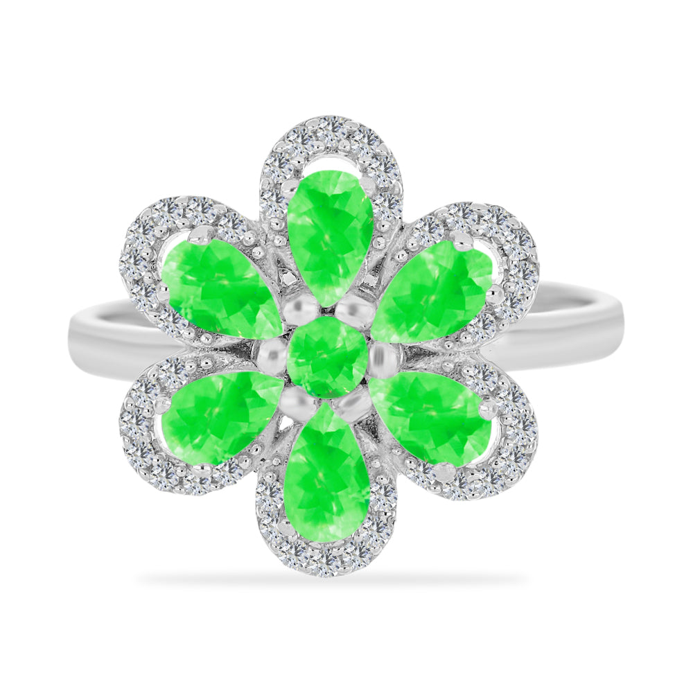 Stříbrný Prsten s Hyalit Opálem a Bílým Topazem