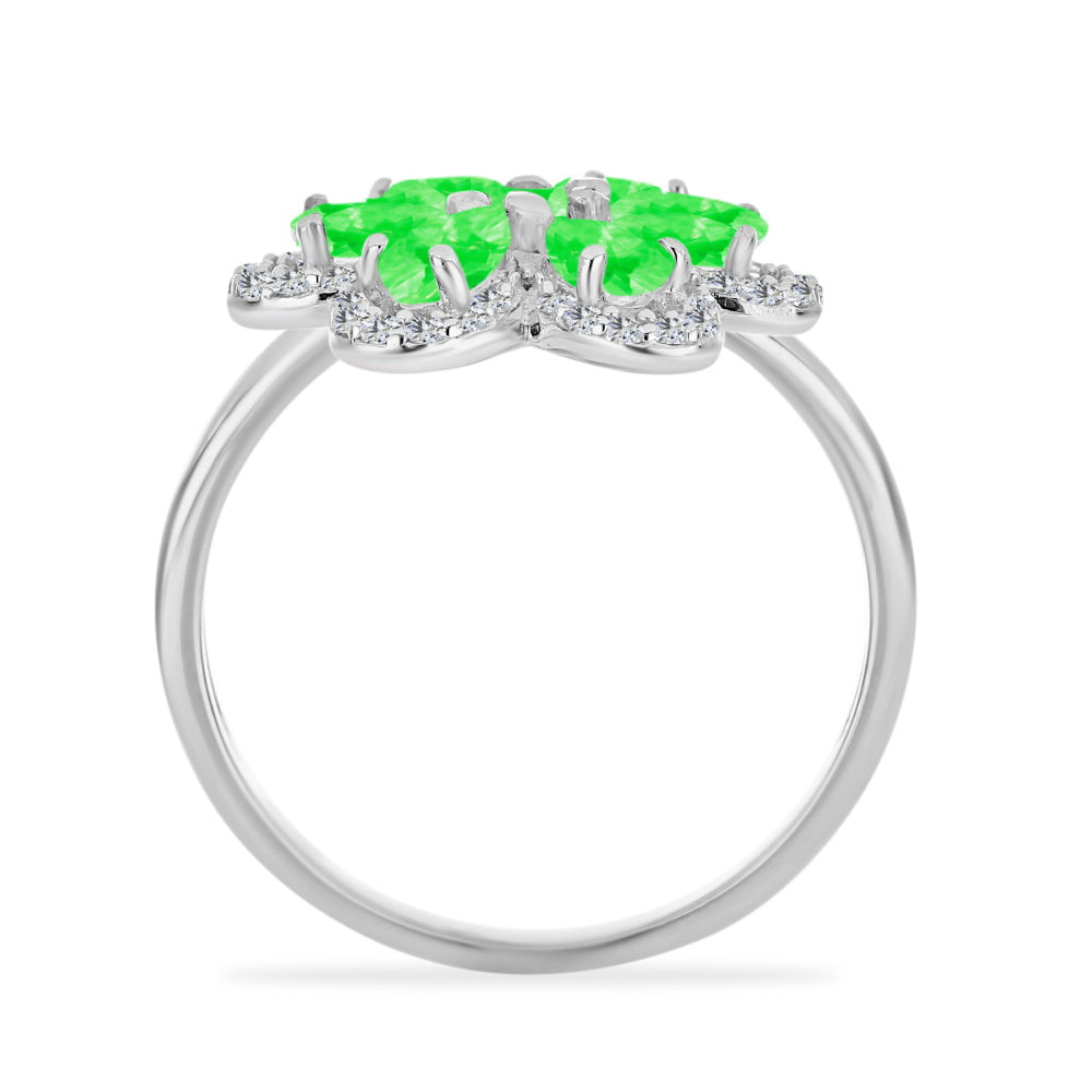 Stříbrný Prsten s Hyalit Opálem a Bílým Topazem