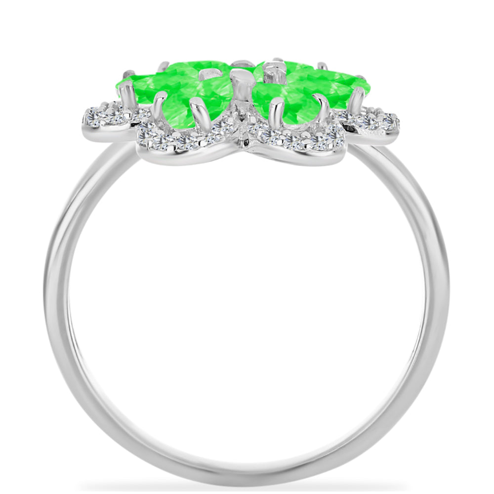 Stříbrný Prsten s Hyalit Opálem a Bílým Topazem