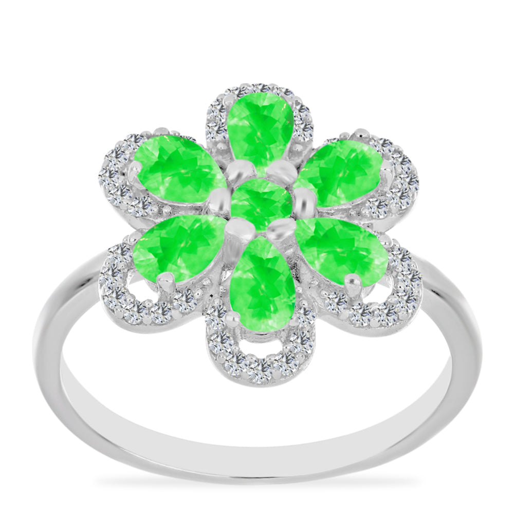 Stříbrný Prsten s Hyalit Opálem a Bílým Topazem 3 