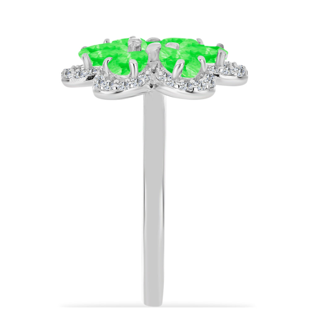 Stříbrný Prsten s Hyalit Opálem a Bílým Topazem