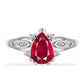 Stříbrný Prsten s Madagaskarským Rubínem a Bílým Diamantem